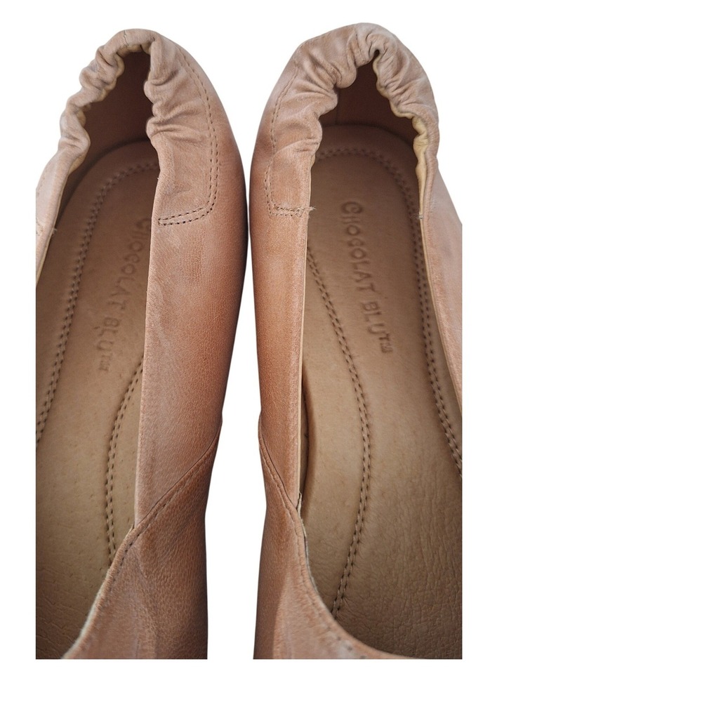 Chocolat Blu Cam Leather Pleated Flat Shoe Size 7 - Picture 5 of 8